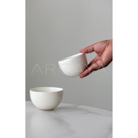 Designer Handmade White Porcelain Rice Bowl - scene