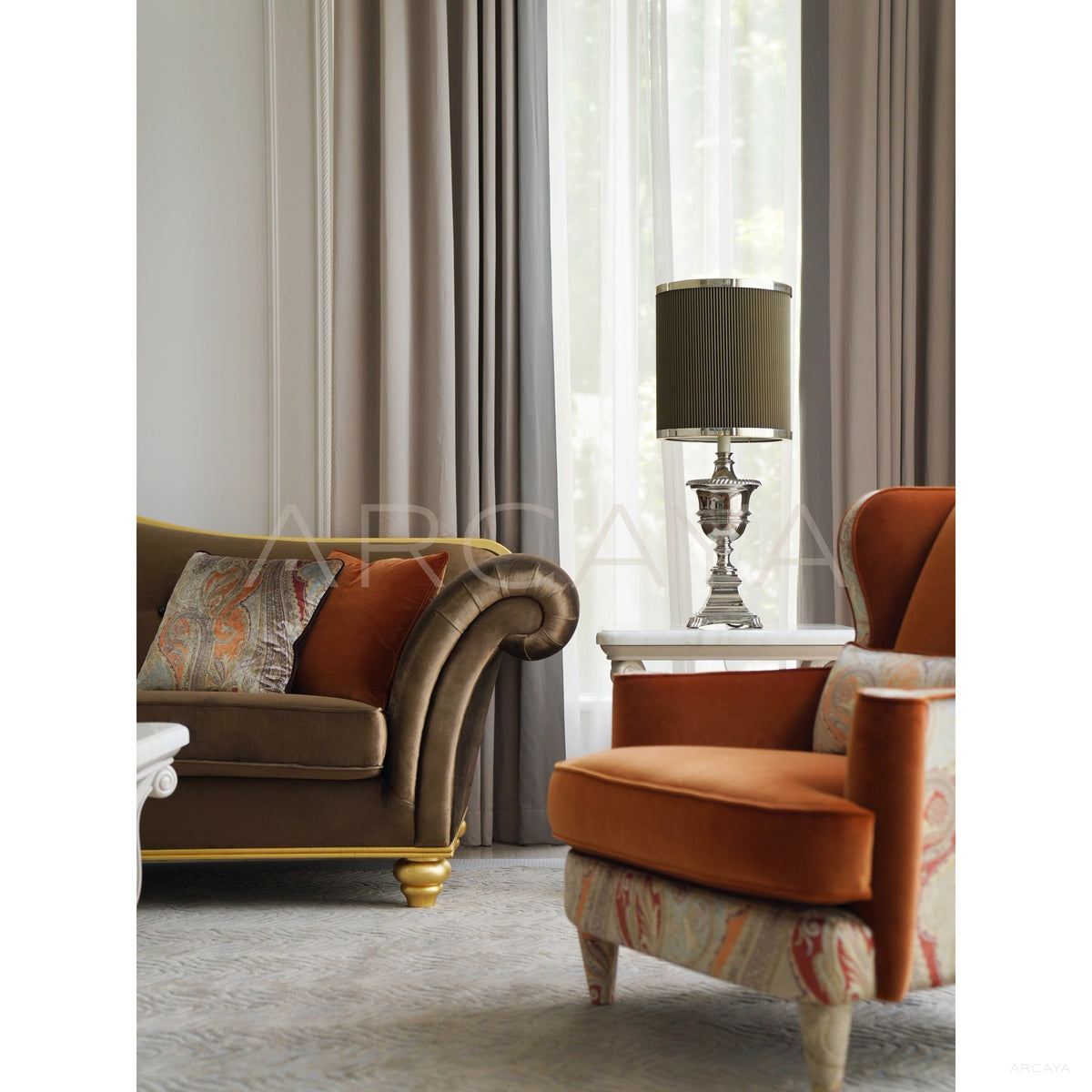 Classical Sofa Coffee Orange in detail