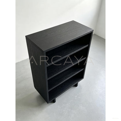 Matte Black Oak Bookshelf - scene