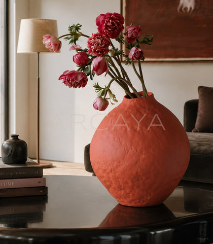 Vintage Red Clay Hand Pinched Vase - scene