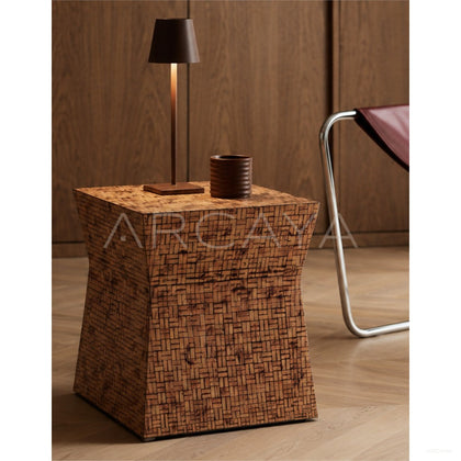 Textured Handwoven Side Table Dressing Room - scene