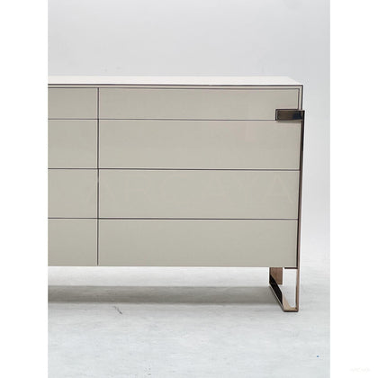 Cream White Eight Drawer Rose Gold Chest - scene