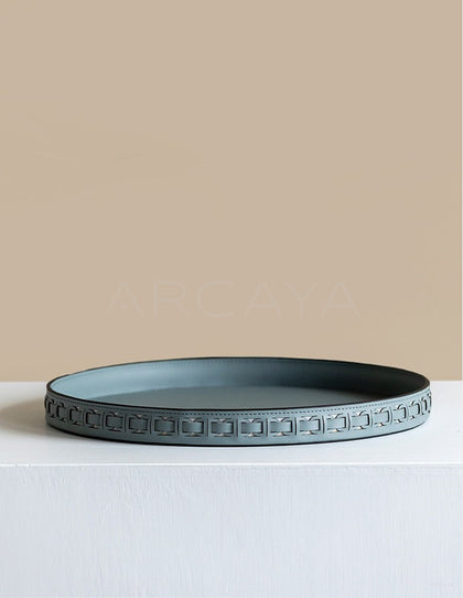 Leather Round Entryway Key Tray - scene