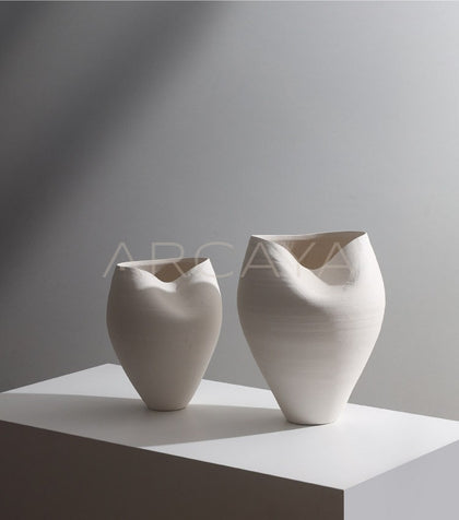 Jingdezhen White Round Belly Ceramic Vase - scene