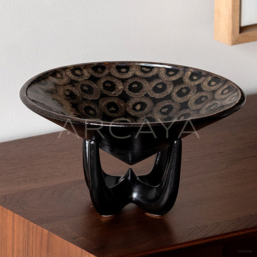Three Legged Ceramic Art Fruit Plate - main