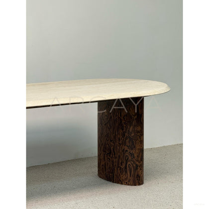 Natural Super White Travertine Dining Table - scene