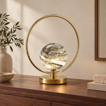 Stone Globe Gold Ring Table Lamp 60184 - main