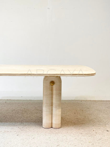 Wabi Sabi Travertine Dining Table - scene