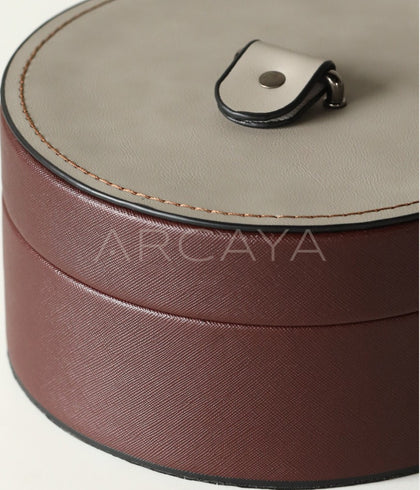 Vintage Brown Leather Storage Box - scene