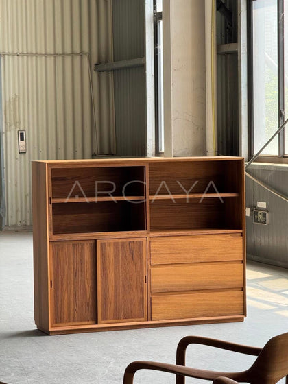 Burmese Teak Lighted Display Cabinet - scene