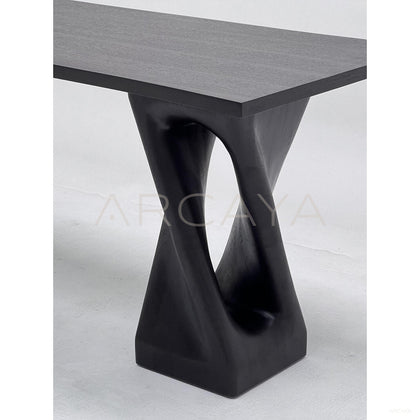 Twisted Wood Frame Acrylic Floating Dining Table - scene