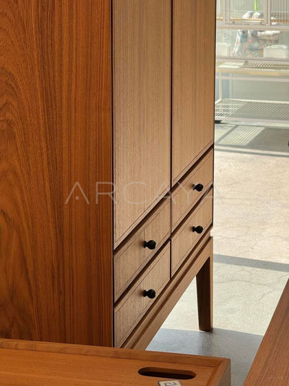Burmese Teak Tea Room Two Door Cabinet - detail