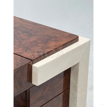 Italian Burl Wood Marble Flip Top Vanity - scene