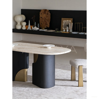 French Travertine Dining Table - scene