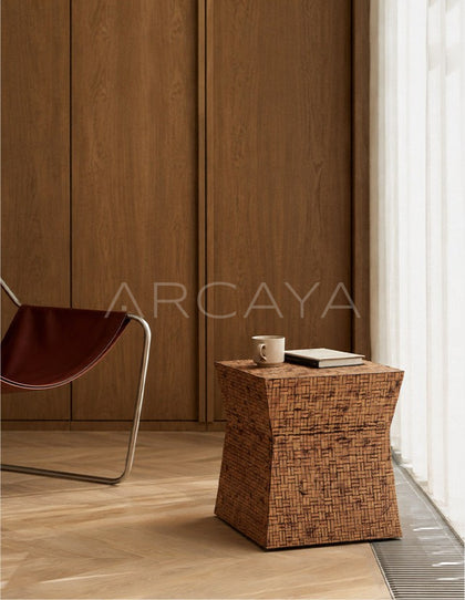 Textured Handwoven Side Table Dressing Room - scene