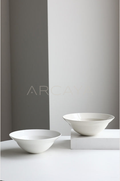 Sunxun Collab Plain White Porcelain Flared Bowl - scene
