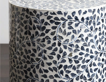 Shell Inlay Round Side Table Stool - scene
