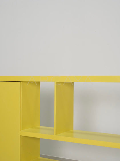 Bright Yellow Lacquered Cabinet - detail
