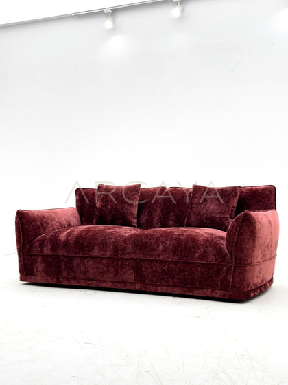 Bean Paste Pink Chenille Sofa - scene