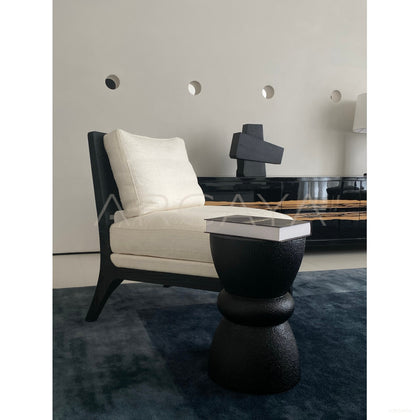 Black Walnut Linen Restrained Piece — Chair - scene