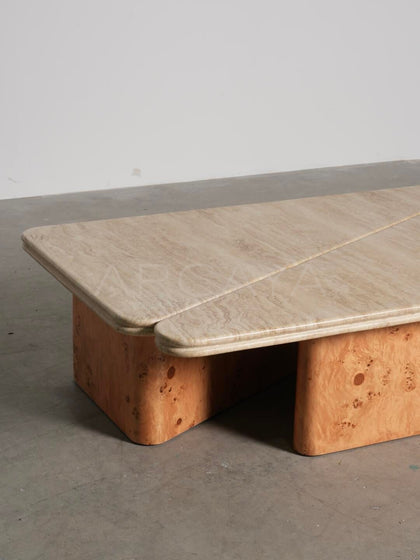 Raw Travertine Burl Coffee Table - detail