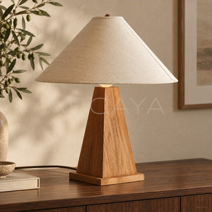 Geometric Cone Solid Wood Table Lamp - main