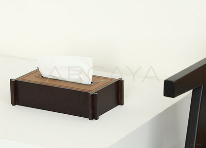 Solid Wood Leather Tissue Box - scene