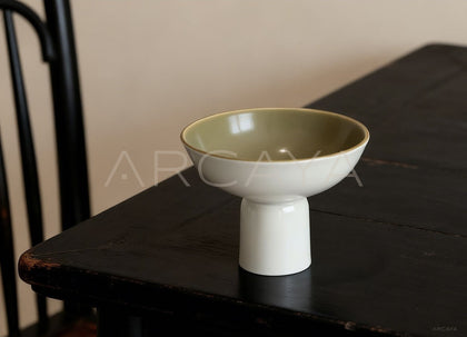 Handmade Footed Ceramic Sauce Dish - scene