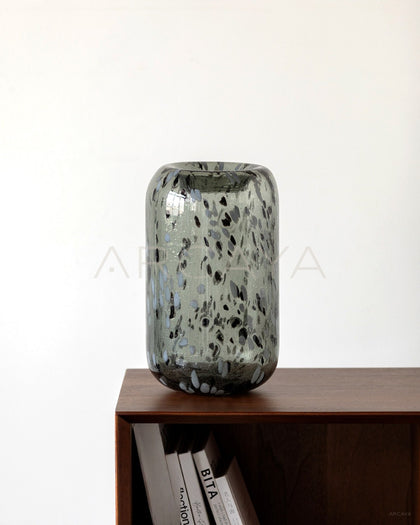 Mist Grey Speckled Glass Vase - scene