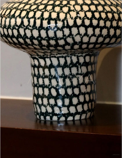 Dadan Black White Plaid Ceramic Vase - scene