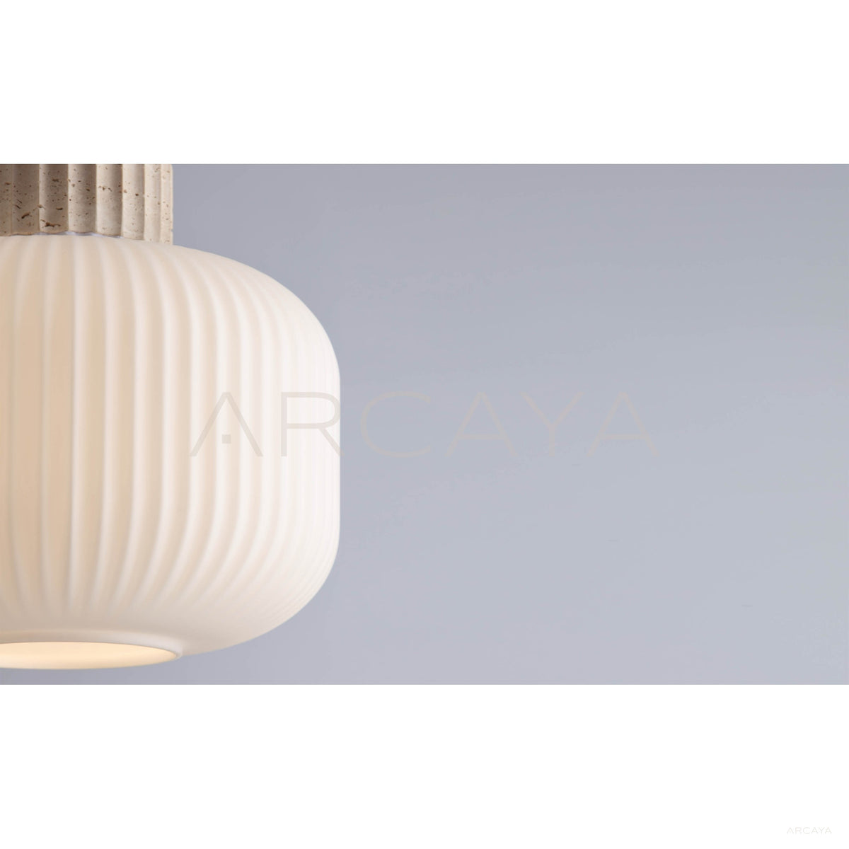 Travertine Ribbed Globe Pendant Light 95191 in detail