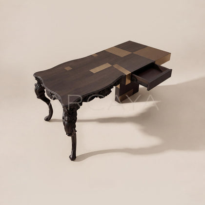 Vintage Carved Copper Desk Vanity Cabinet - main