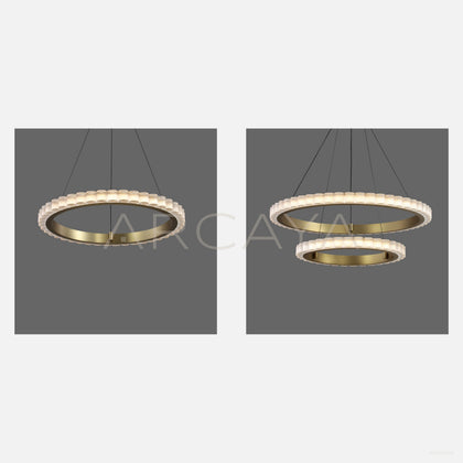 Gold Crystal Tube Double Ring Pendant Light 80610 - scene