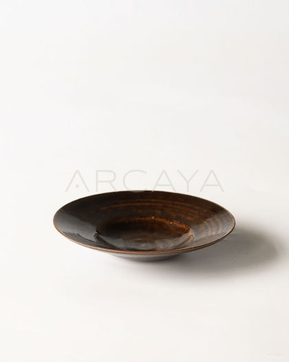 Sunxun Collab Dark Brown Swirl Ceramic Plate - scene