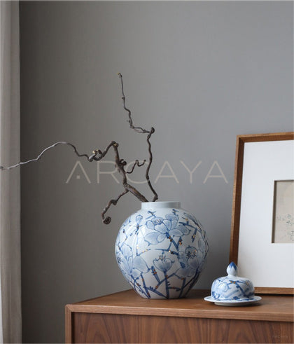 Jingdezhen Blue White Floor Jar Vase - scene