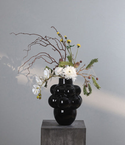 Black French Glass Vase - scene