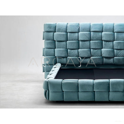 Block Patchwork Velvet Art Bed - scene