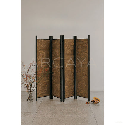 Gilded Carved Wallpaper Folding Screen - scene