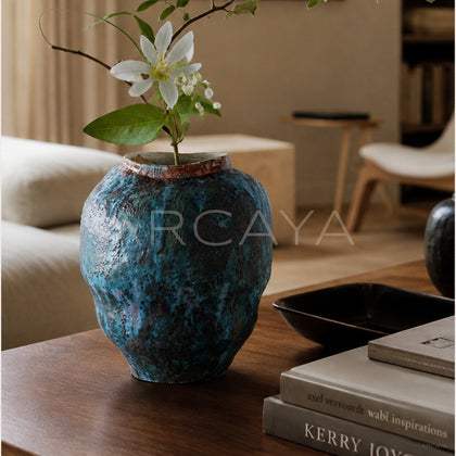 Vintage Kiln Glaze Textured Ceramic Vase - main