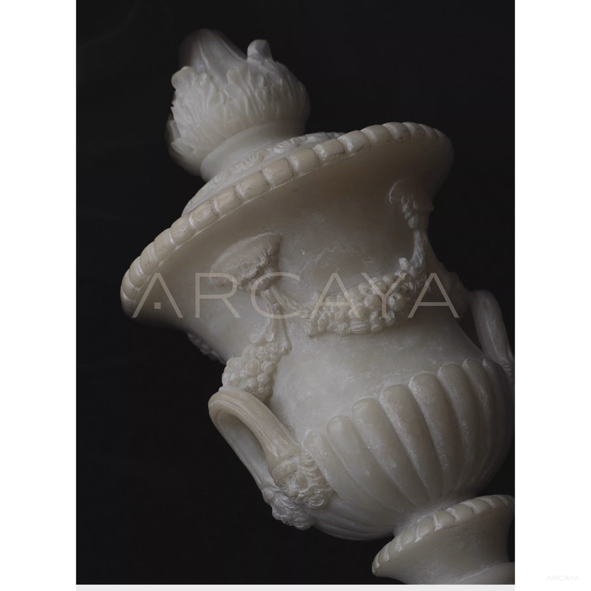 Faux Jade Carved Lidded Jar in detail