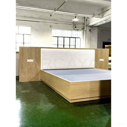 Solid Wood Floating Headboard Bed - scene