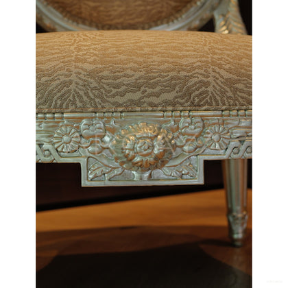 Silver Leaf Hand Carved Animal Print Chair - scene