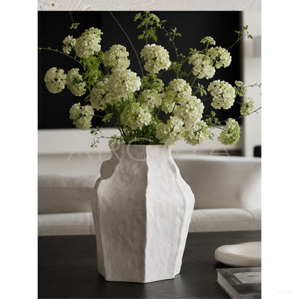 Hand Pinched Angular Plain White Vase - scene