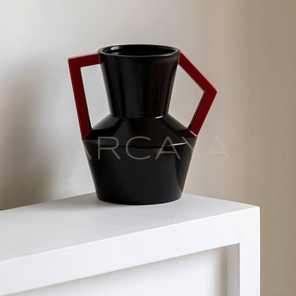 Angular Double Ear Two Tone Ceramic Vase - main