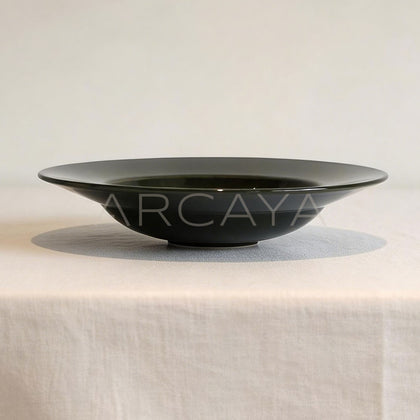 Handmade Black Glaze Wide Rim Deep Plate - main