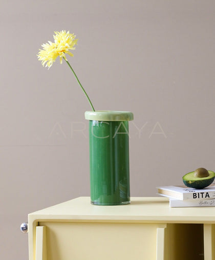 Mid Century French Glass Vase - scene