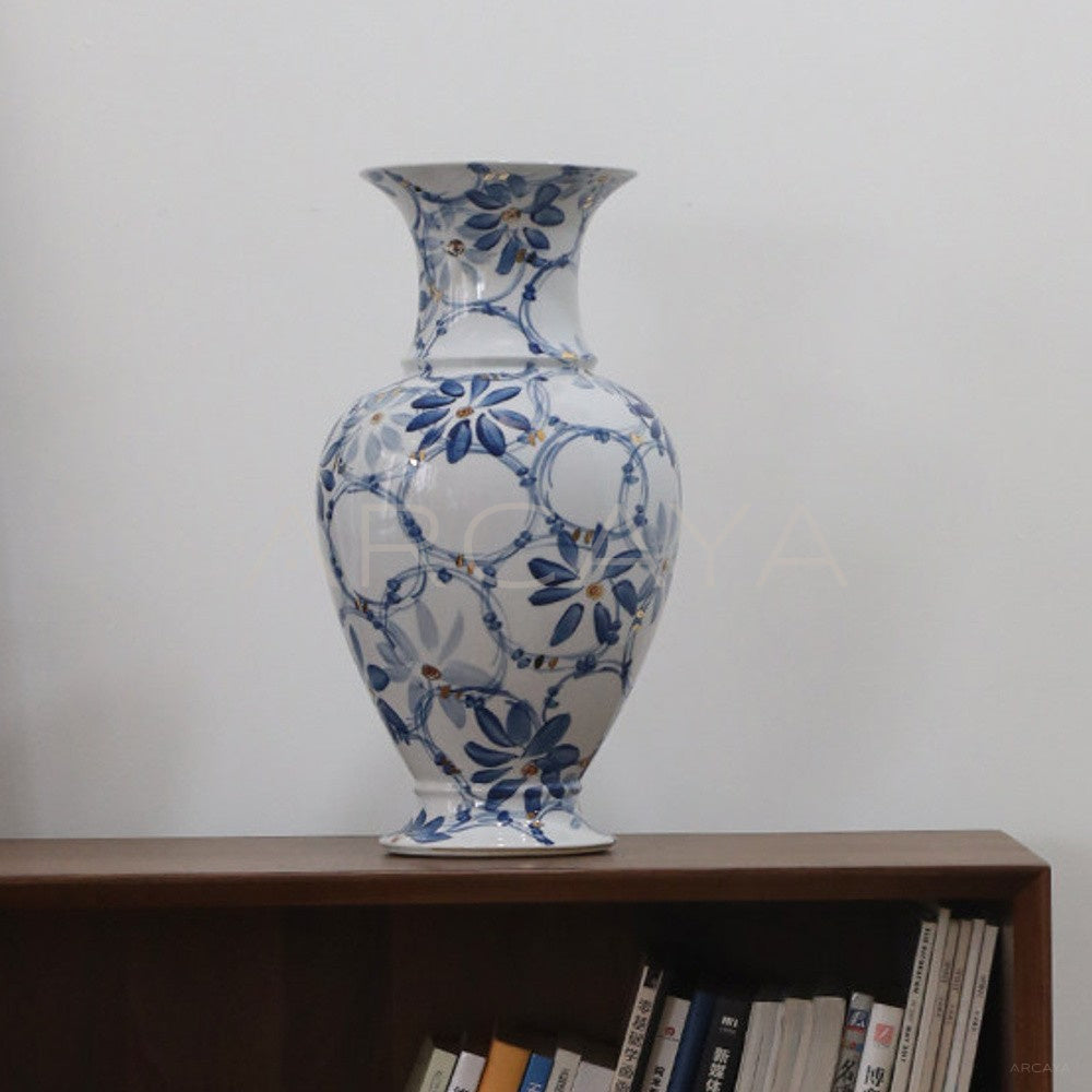New Chinese Blue White Large Floor Vase - main