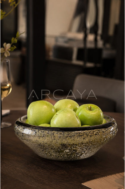 Handmade Silver Glazed Glass Fruit Bowl - scene