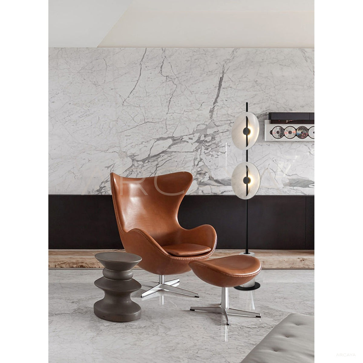 Double Stone Disc Floor Lamp 21603 in detail