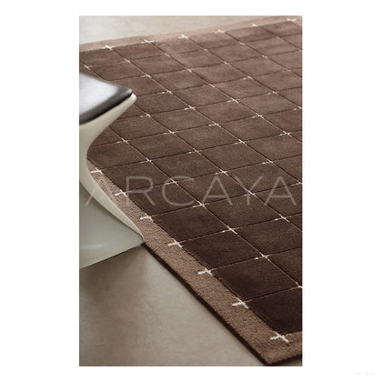 Dark Brown Dot Check Rug Dsm P020 C02 - scene